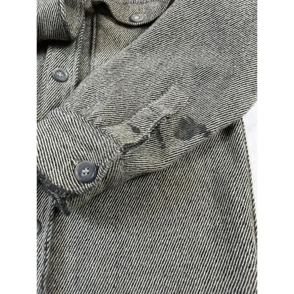Vtg Woolrich Gray Shacket Mens Medium Herringbone Shirt‎ Wool Jacket Button Up - Picture 2 of 9